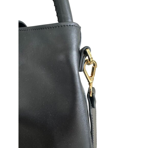 ELLEME Black Leather Bucket Tote Bag w/ Detachable Strap - Picture 10 of 12